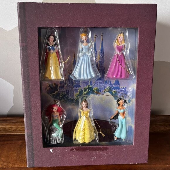 Disney Princess Collection Storybook Ornament Set of 6 Ariel Belle Cinderella - Picture 1 of 13
